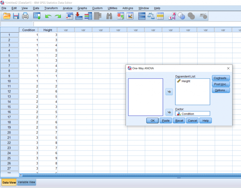 Screenshot of SPSS document